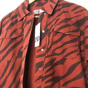 Details about / ZARA NEW WOMAN ANIMAL PRINT OVERSIZE JACKET WHITE XS-XL 9632//244
